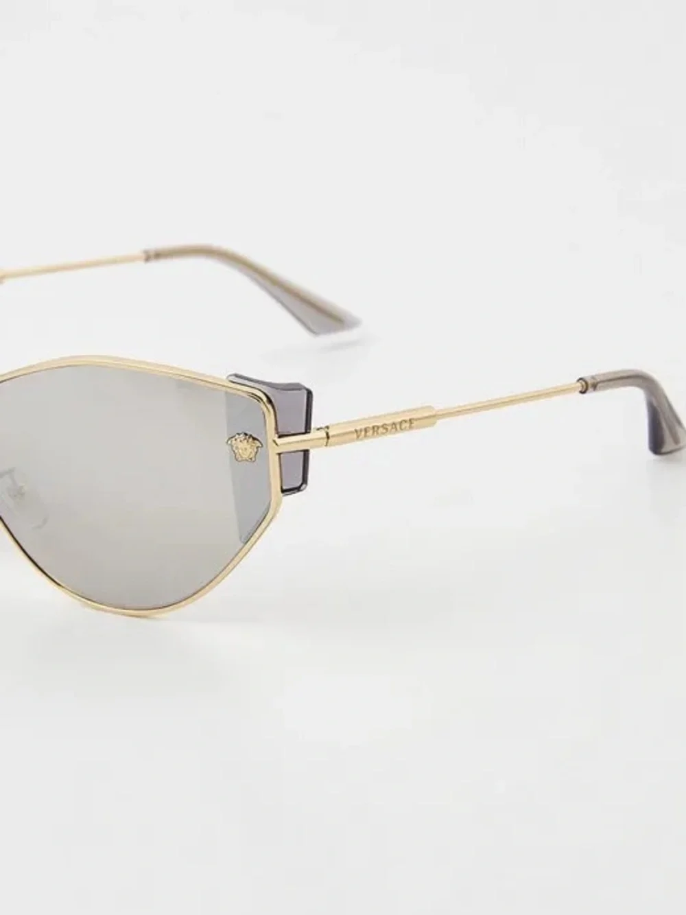 New Versace VE2239 12526G Gold-Tone Cat-Eye Sunglasses Silver Lenses Authentic